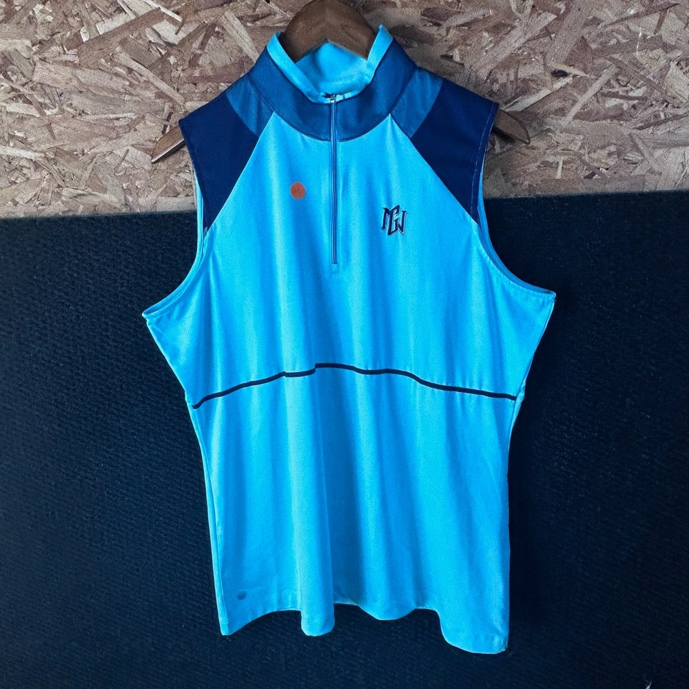 EP New York Womens XL‎ Blue Sleeveless 1/4 Zip Golf Polo Shirt Top Mock Neck